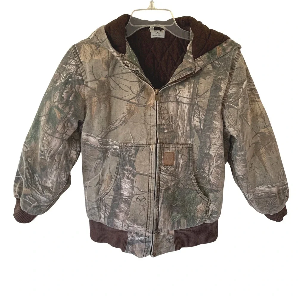 Carhartt Kids M 10-12 Active Jacket Realtree Camo Quilted Lined Hooded Canvas